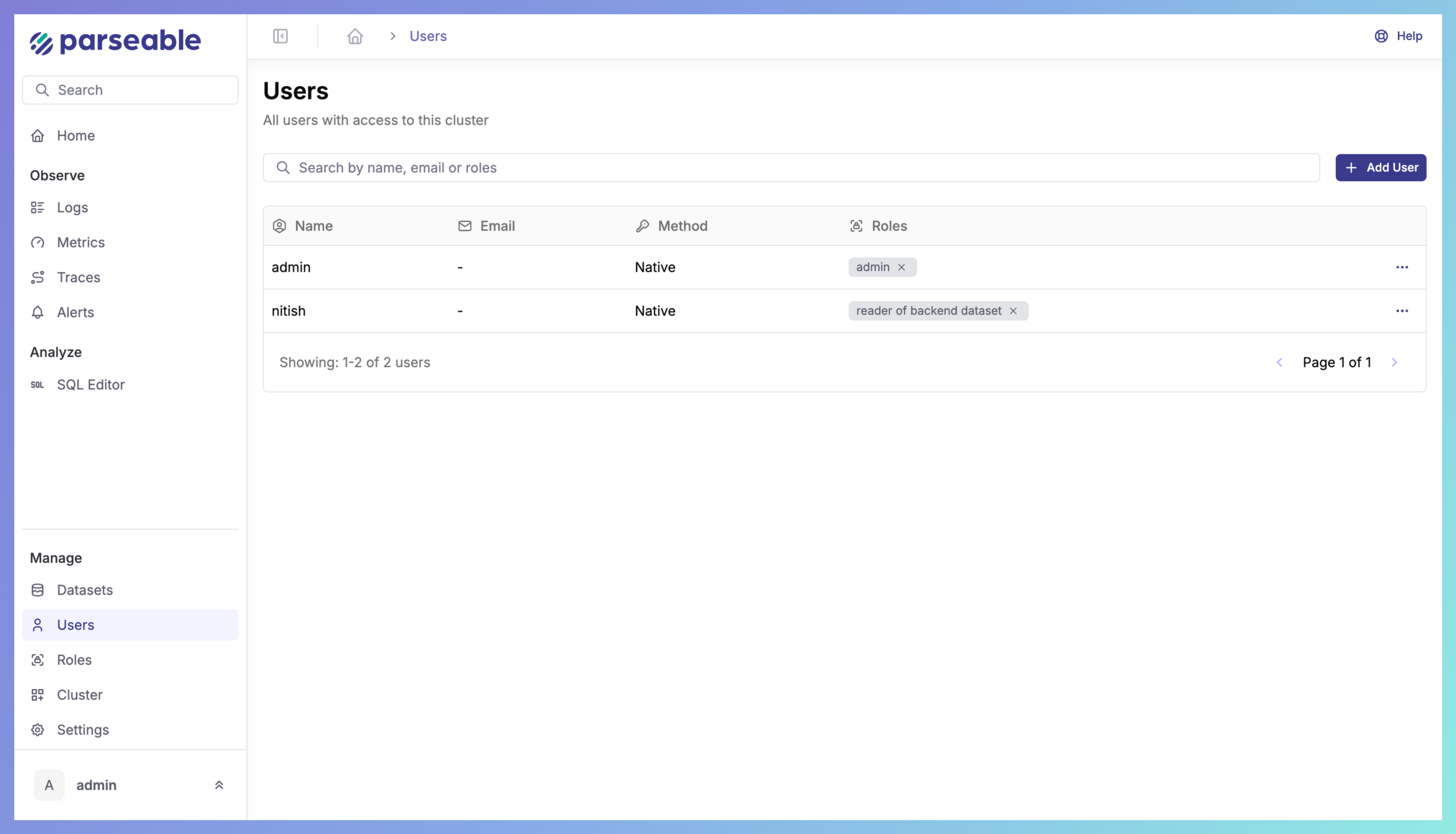 RBAC in Prism screenshot