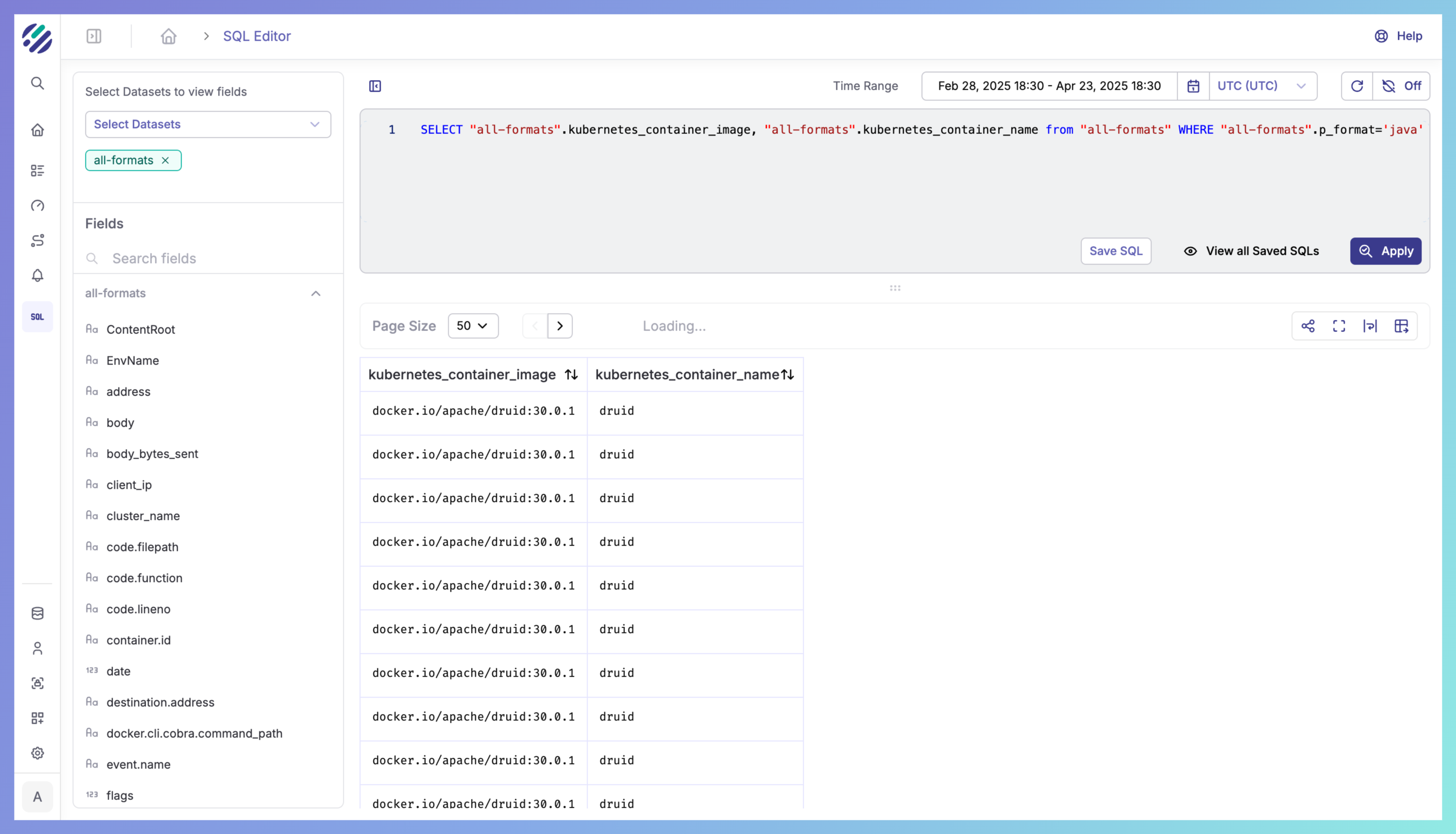 SQL Query Editor screenshot